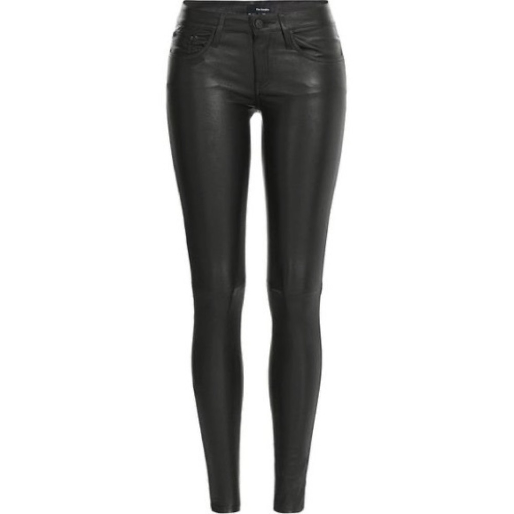 The Kooples Genuine 100% Lambskin Leather skinny Black Pants size 27 New with ta
